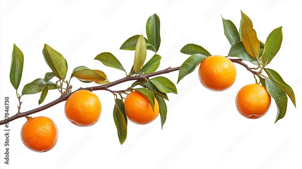 mandarins on a branch isolated on white background mandarins on a branch isolated on white background