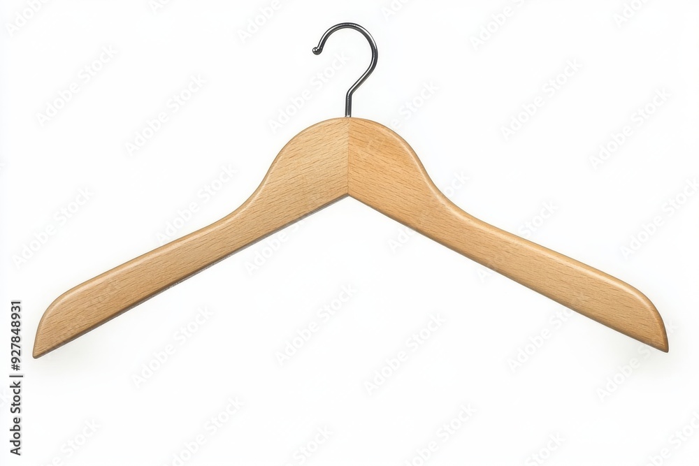 Simple wooden hanger isolated on a white background symbolizing minimalism in fashion Simple wooden hanger isolated on a white background symbolizing minimalism in fashion