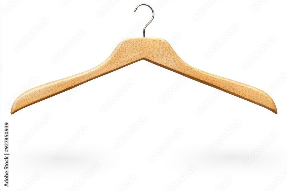 Elegant wooden hanger against a minimalistic backdrop emphasizing simplicity in fashion organization Elegant wooden hanger against a minimalistic backdrop emphasizing simplicity in fashion organization