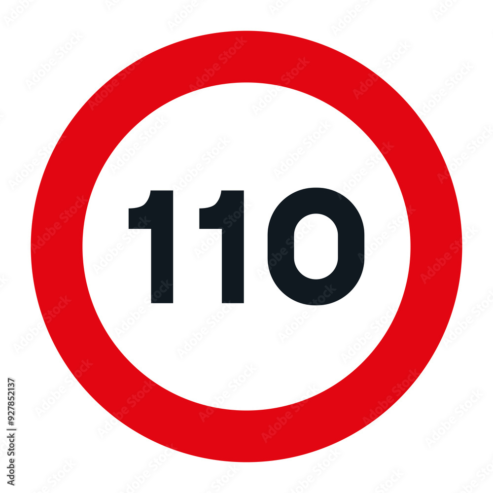 RESTRICTION SIGNS, R-301 - Maximum Speed 110 - PNG RESTRICTION SIGNS, R-301 - Maximum Speed 110 - PNG