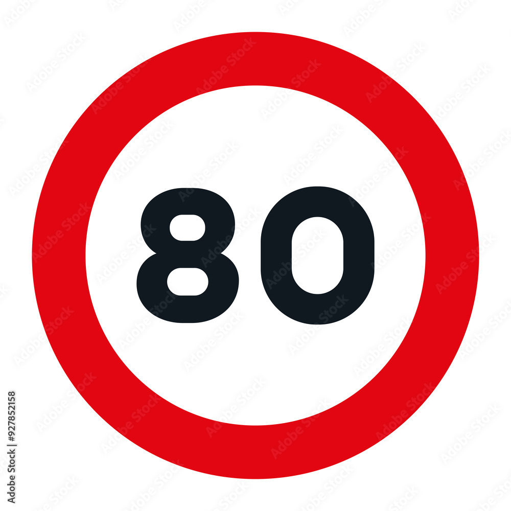 RESTRICTION SIGNS, R-301 - Maximum Speed 80 - PNG RESTRICTION SIGNS, R-301 - Maximum Speed 80 - PNG