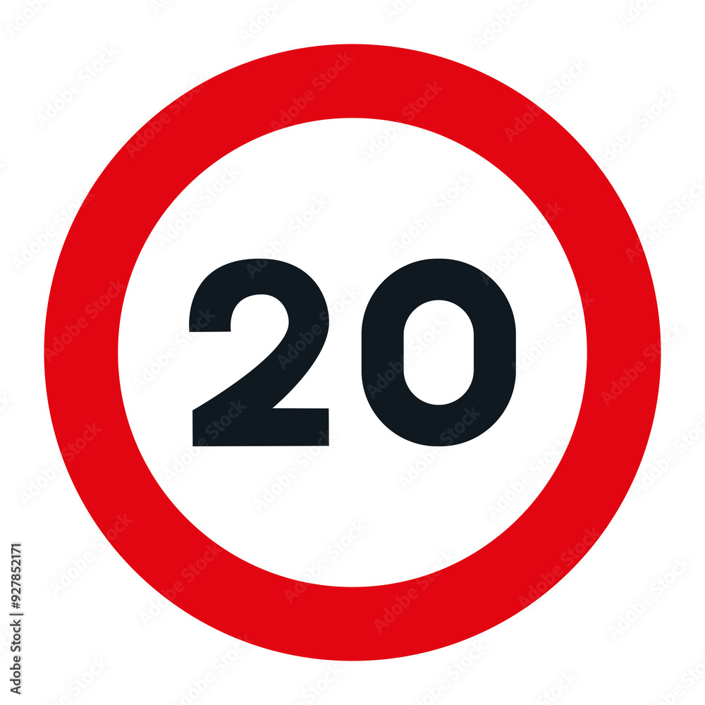 RESTRICTION SIGNS, R-301 - Maximum Speed 20 - PNG RESTRICTION SIGNS, R-301 - Maximum Speed 20 - PNG