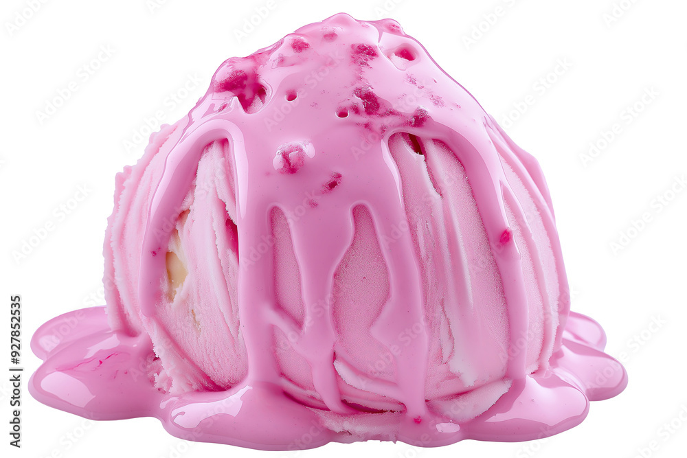 Fototapeta premium Melting Scoop of Pink Ice Cream on Transparent Background