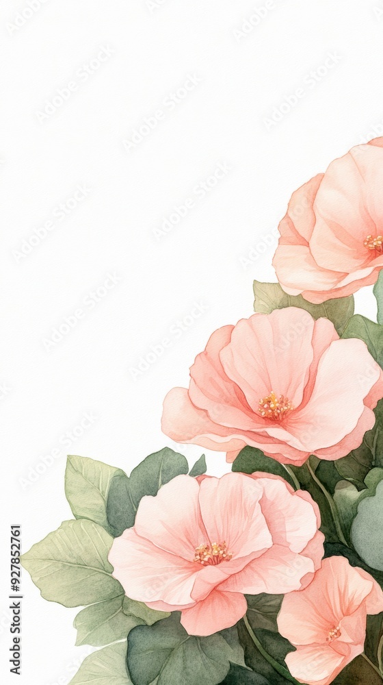 Delicate pink flowers gracefully bloom, surrounded by lush greenery, creating a serene and inviting floral composition. Delicate pink flowers gracefully bloom, surrounded by lush greenery, creating a serene and inviting floral composition.