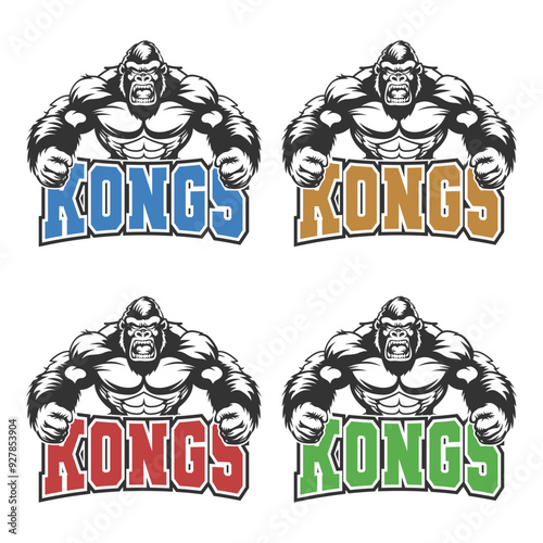Kongs Illustration Clip Art Design Shape. Mascot Silhouette Icon Vector.