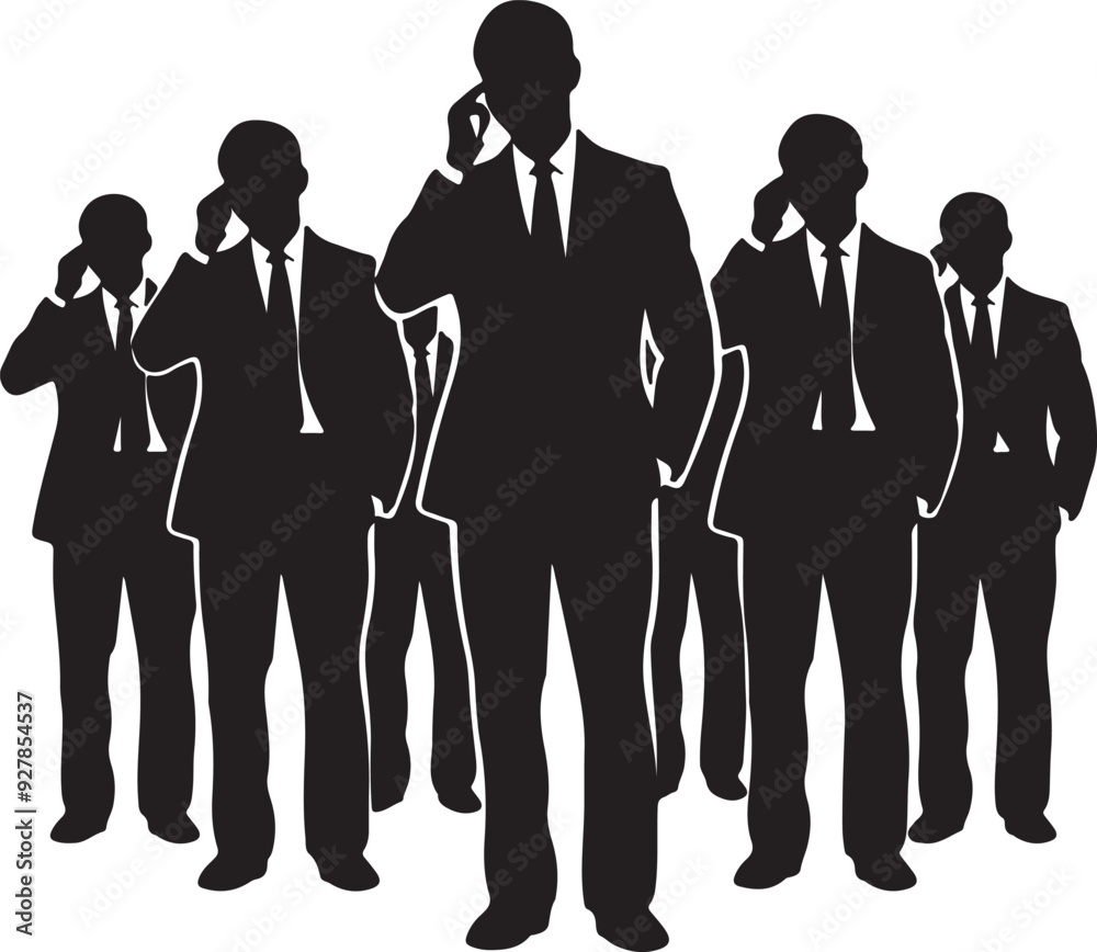 Businessmen on Phone Silhouette Vector Businessmen on Phone Silhouette Vector