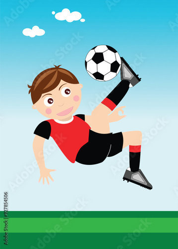 Child Performing a Bicycle Kick in Soccer