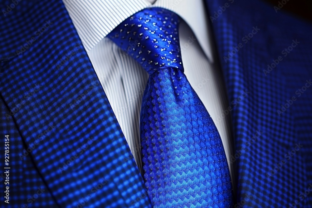 Classic blue business suit detailed with a stylish tie epitomizing ...