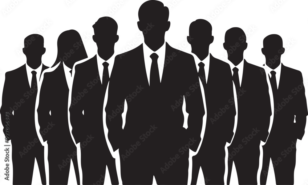 Group of Business People Standing Silhouette Vector Group of Business People Standing Silhouette Vector