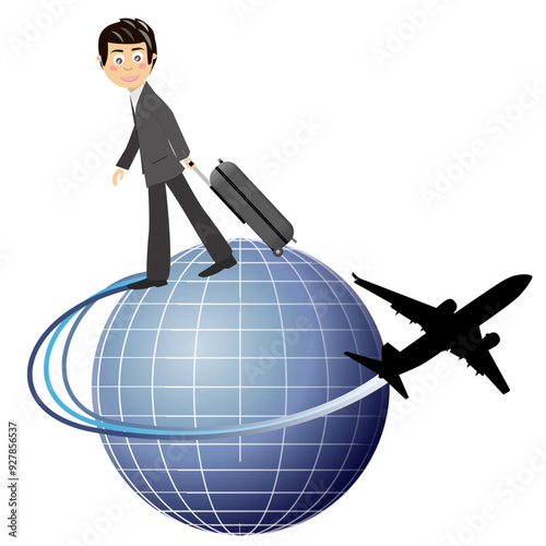businessman travel earth isolated