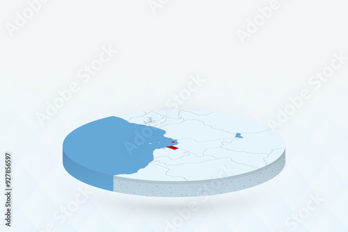 3D Isometric Map Highlighting Equatorial Guinea in Red.