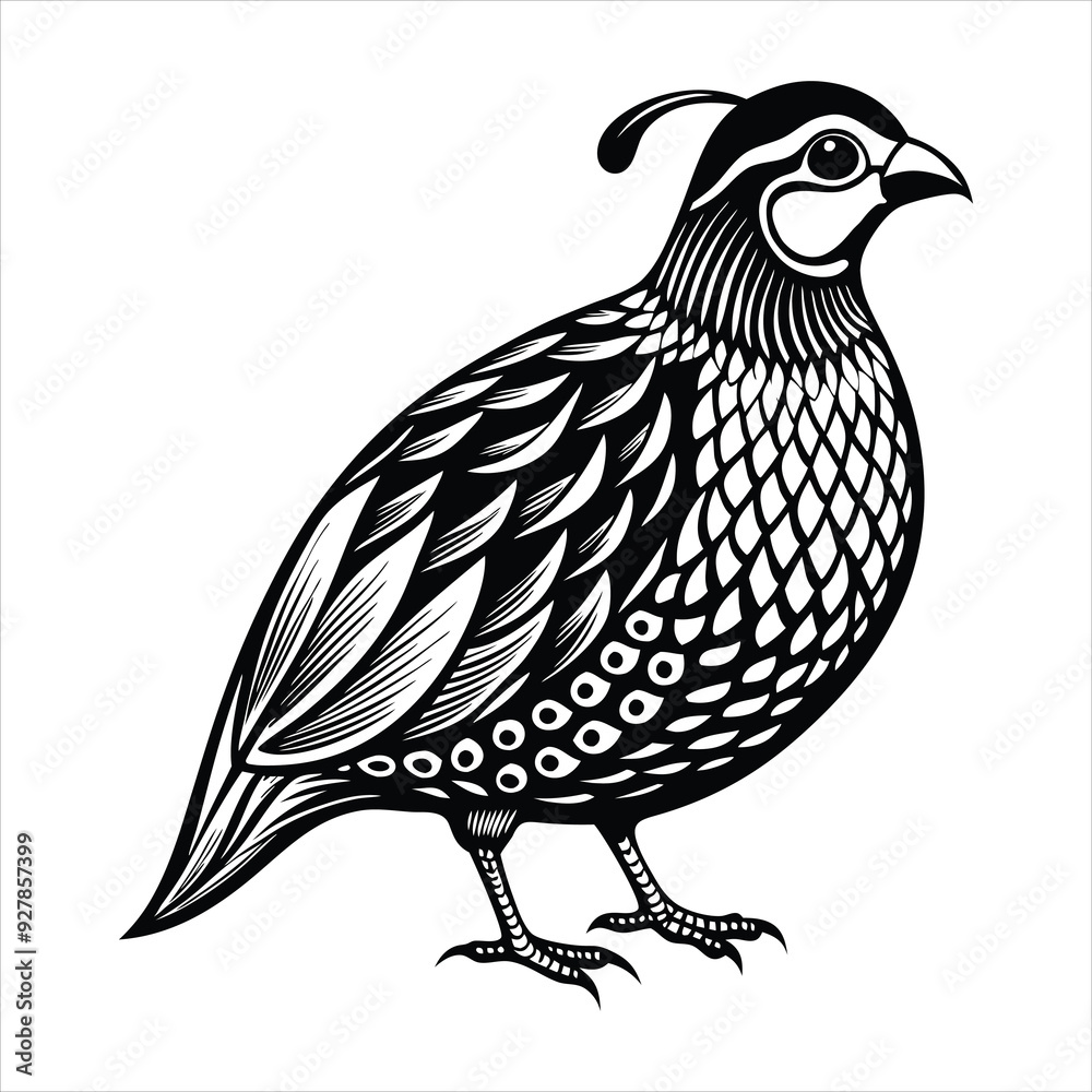 Fototapeta premium Quail silhouette bird illustration,
