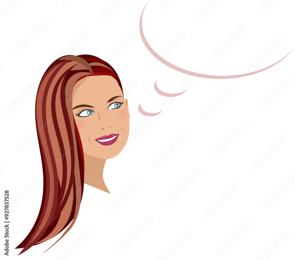 daydreaming woman bubble chat isolated vector daydreaming woman bubble chat isolated vector