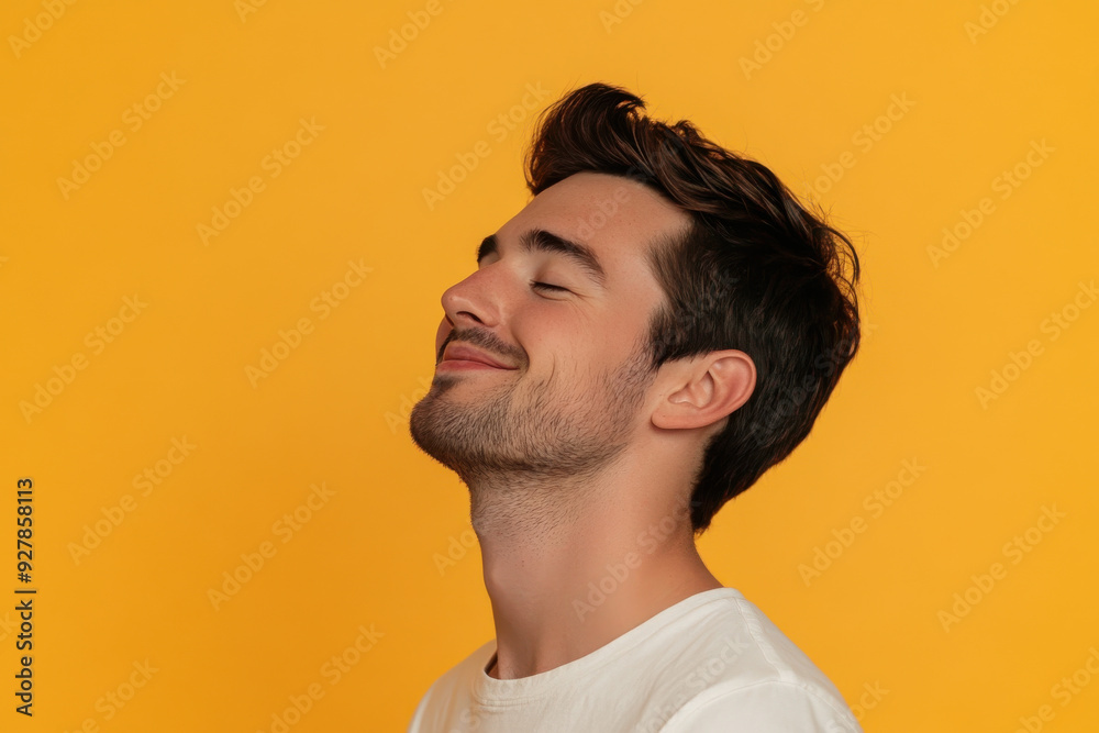 A close up of a man's face with his eyes closed A close up of a man's face with his eyes closed