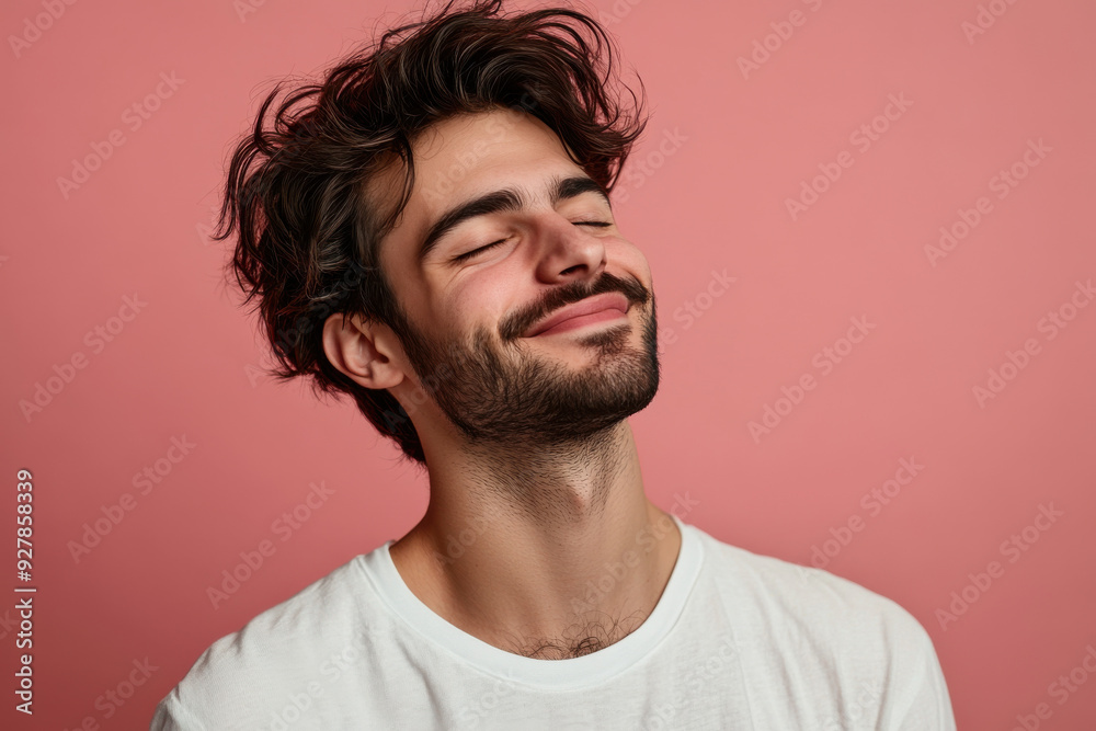 A close up of a man's face with his eyes closed A close up of a man's face with his eyes closed