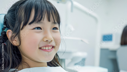A young girl is sitting in a dentist's chair with a woman dentist. The girl is smiling and he is enjoying the experience Free Download A young girl is sitting in a dentist's chair with a woman dentist. The girl is smiling and he is enjoying the experience - GFXLoad