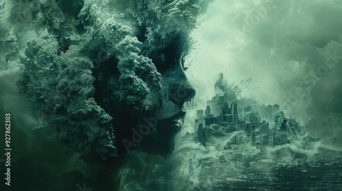 a smoky portrait of a person that reflects his emotional state photo