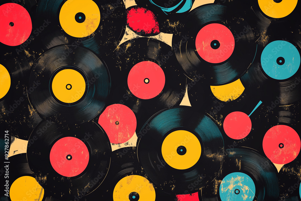 Φωτογραφία Retro Music Collecting: Vintage Vinyl Record Sale Poster with Classic Tunes