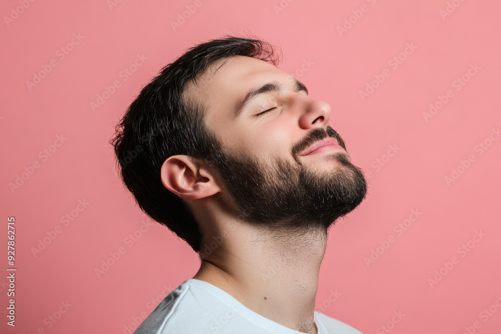 A close up of a man's face with his eyes closed A close up of a man's face with his eyes closed