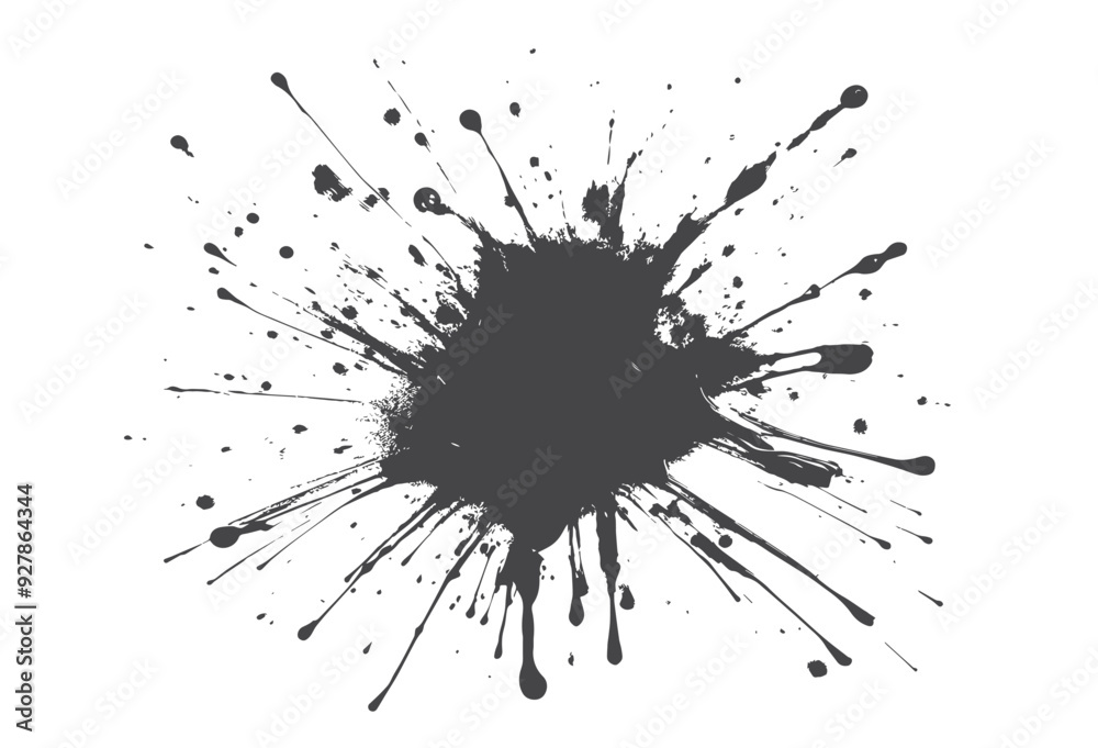 Ink stain with splash. Grunge paint texture. Isolated vector graphic design elements Ink stain with splash. Grunge paint texture. Isolated vector graphic design elements