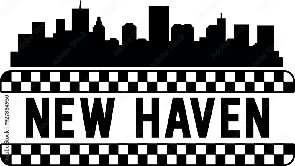Fototapeta premium New Haven, Connecticut Skyline Silhouette Vector