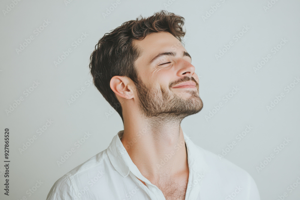 A close up of a man's face with his eyes closed A close up of a man's face with his eyes closed