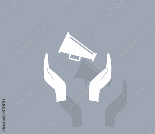 Vector icon of white color with shadow on gray background
