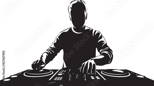 Party DJ Silhouette Stylized Vector