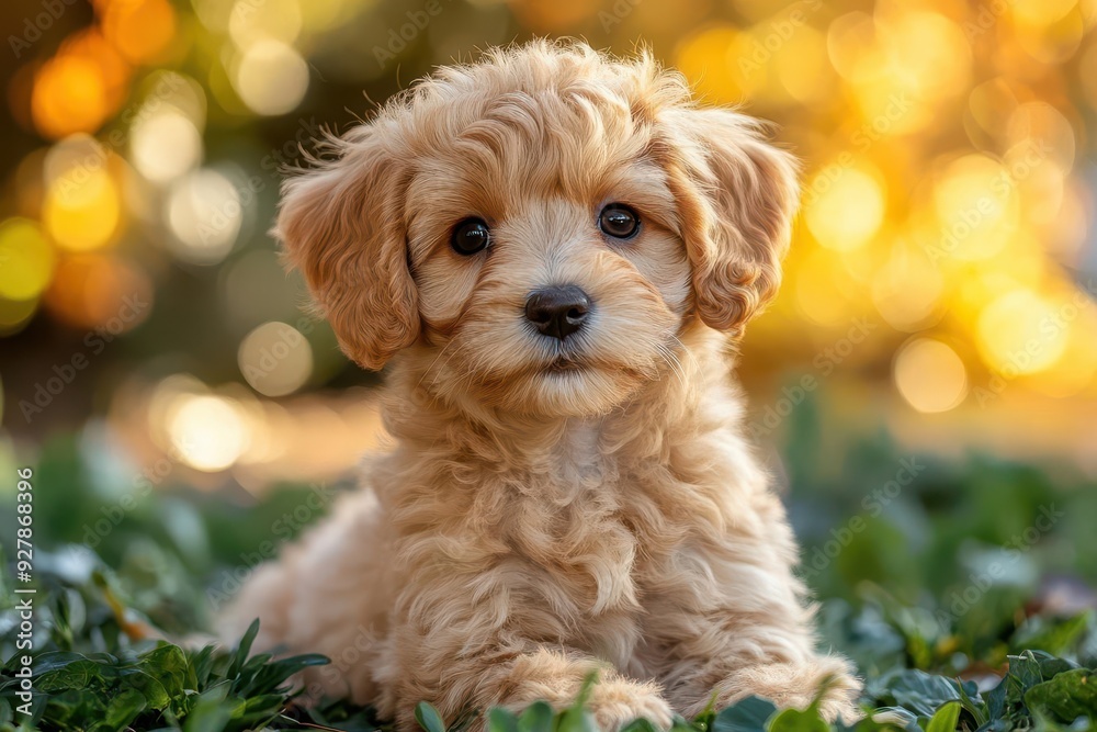 adorable labradoodle puppy with fluffy curly coat and soulful eyes playful pose in sundappled garden setting exuding charm and companionship adorable labradoodle puppy with fluffy curly coat and soulful eyes playful pose in sundappled garden setting exuding charm and companionship