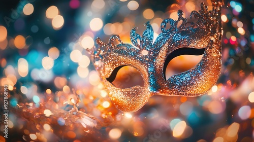 Close-up of a glittering masquerade mask