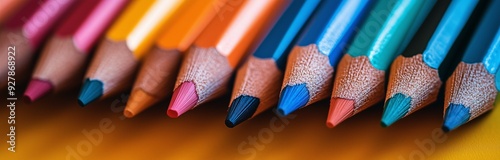 close up of colorful penciles on white background