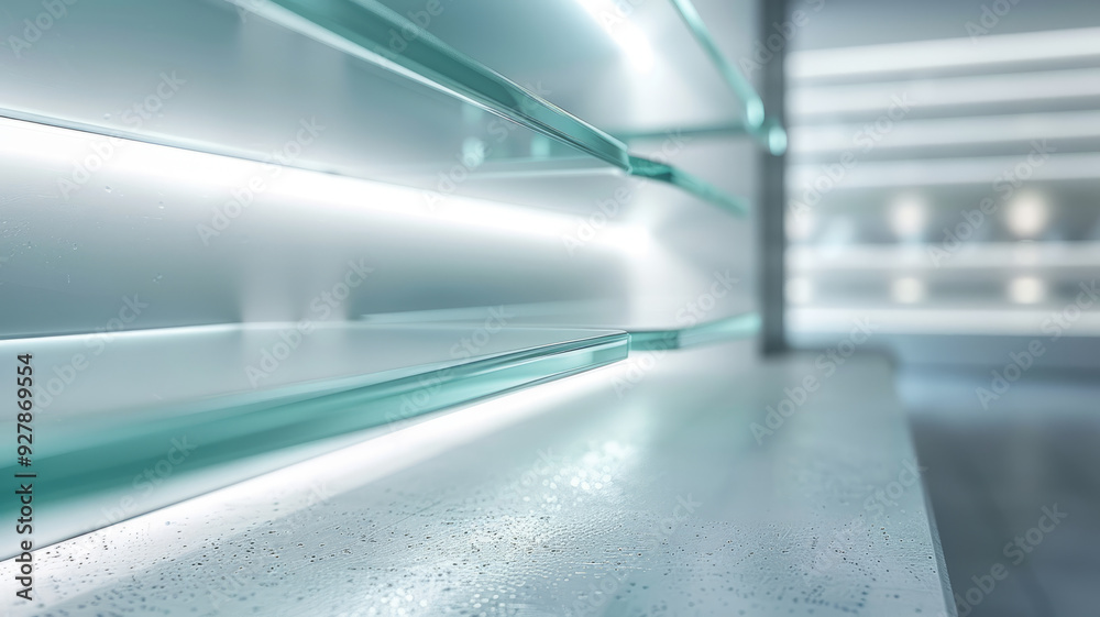 Futuristic glass shelves with a minimalistic design Futuristic glass shelves with a minimalistic design