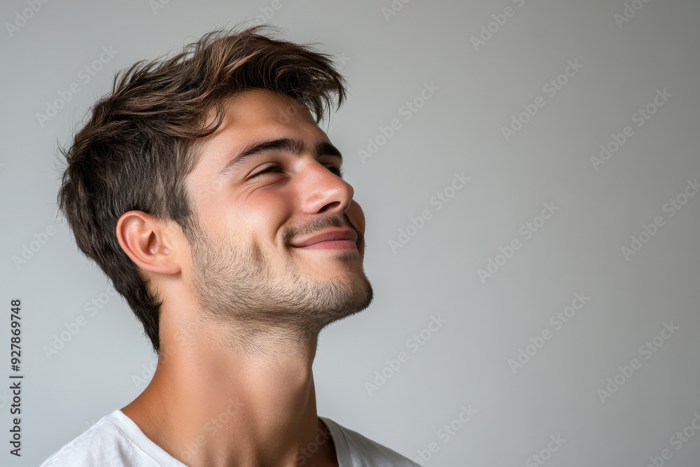 A close up of a man's face with his eyes closed A close up of a man's face with his eyes closed
