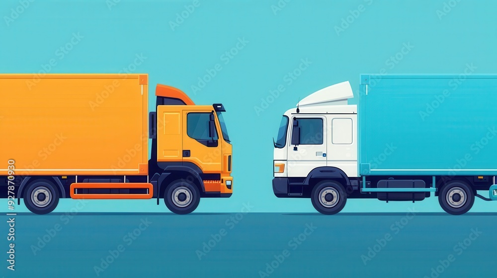 Goods transportation, truck and delivery van, flat design illustration Goods transportation, truck and delivery van, flat design illustration