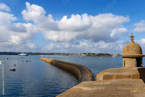 The view of the protection pier in city of Privateers - Saint Malo in Brittany, France photo