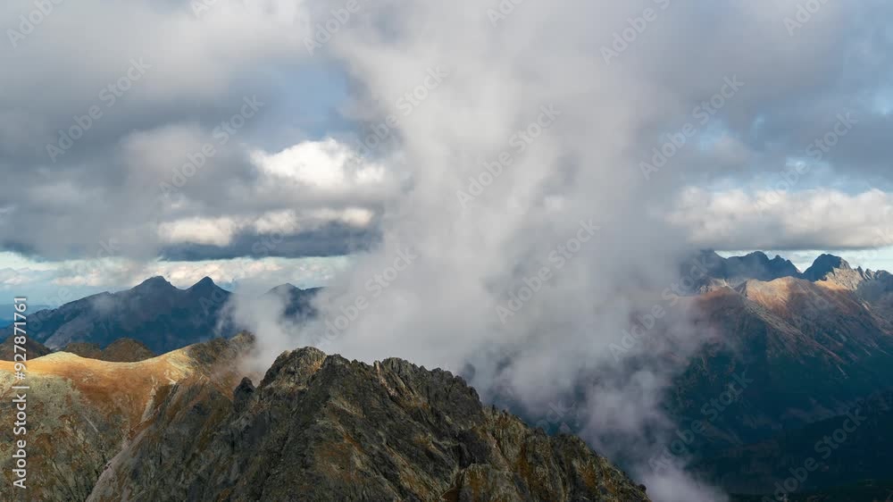 Dynamic Clouds Over Tatra Mountains Summer Peaks - Europe Scenic Dynamic Clouds Over Tatra Mountains Summer Peaks - Europe Scenic
