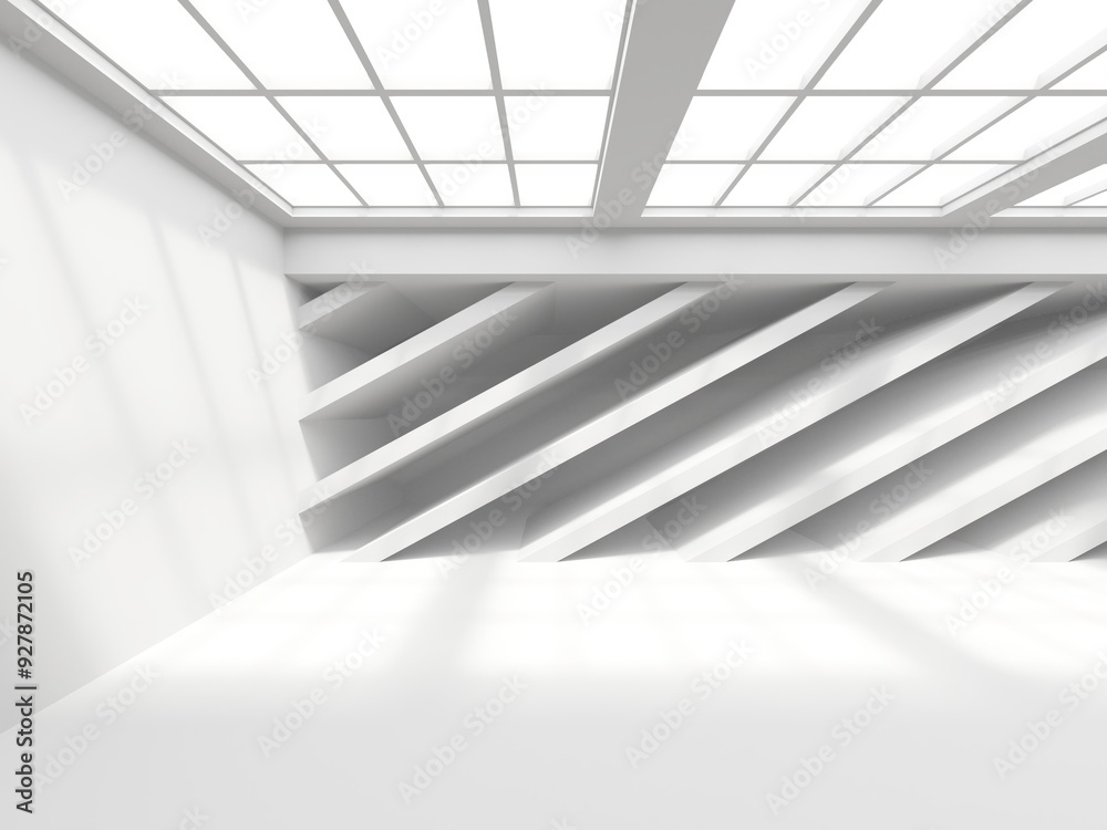 Obraz premium Minimalistic room space. White clean empty architecture interior