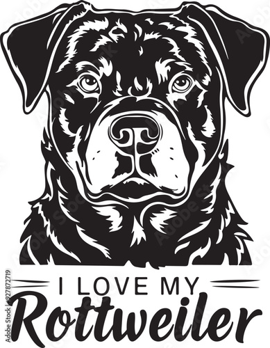 Rottweiler Love Stylized Vector Illustration