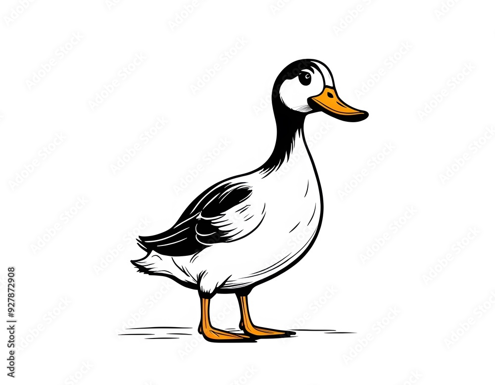 Drawing of a cute duck to color. Drawing of a cute duck to color.