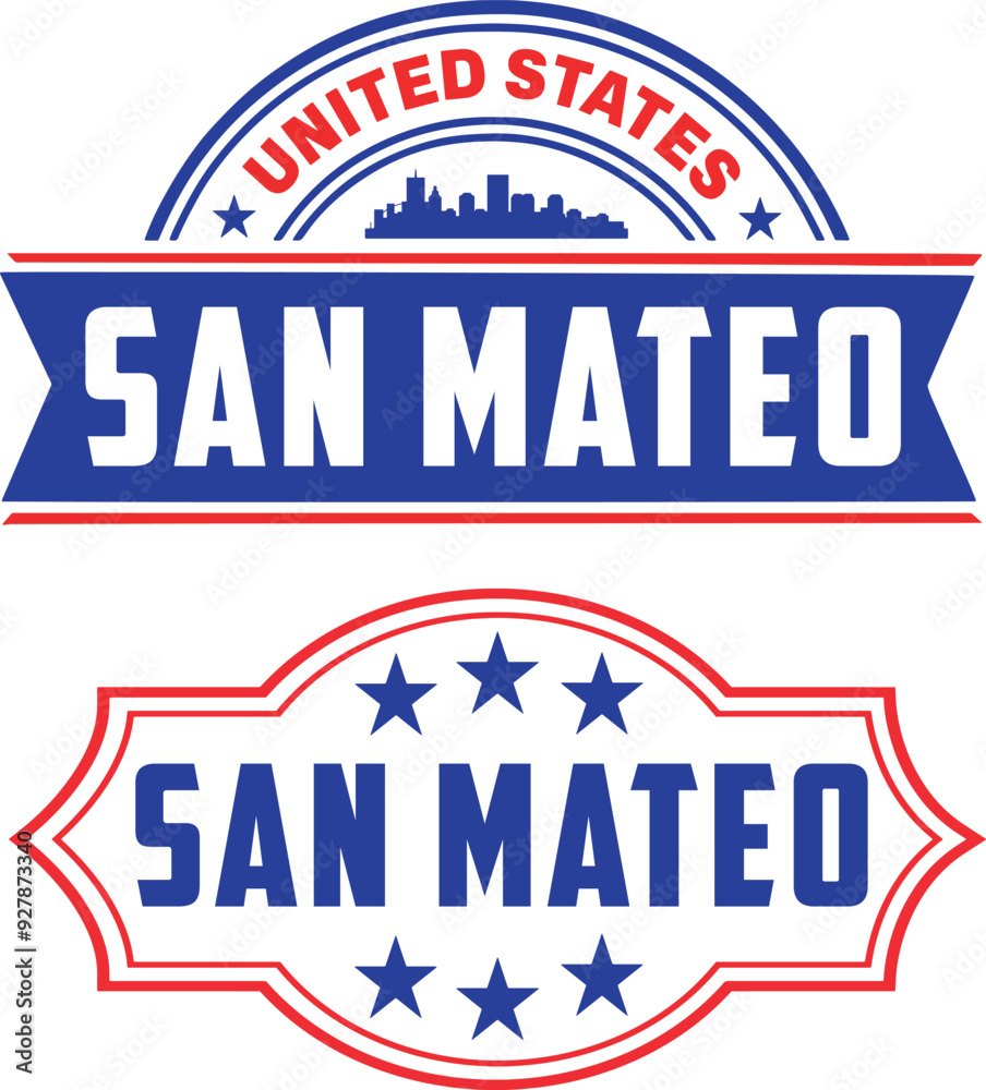 San Mateo California Vector Set