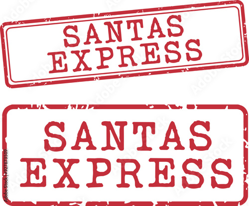 Santas Express Rubber Stamp Vector Set