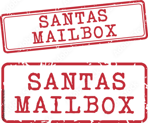 Santas Mailbox Rubber Stamp Vector Set