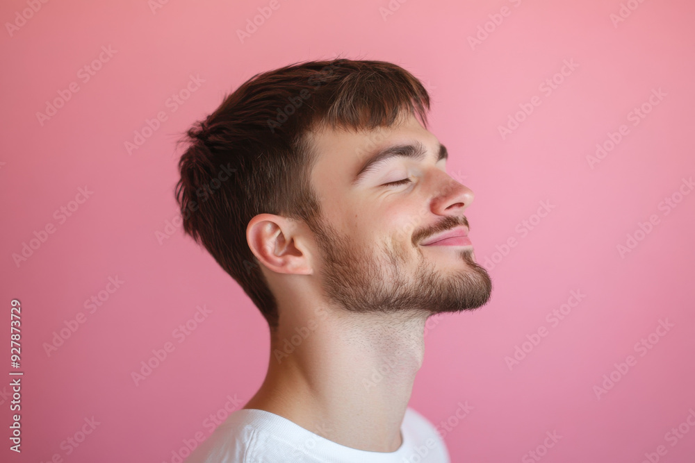 A close up of a man's face with his eyes closed A close up of a man's face with his eyes closed