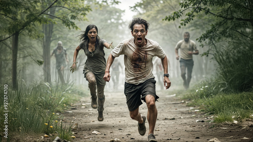Zombies Running in Suburb