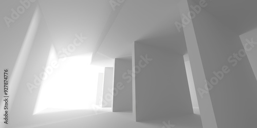 White elegant empty space.  White wall room background. Abstract interior
