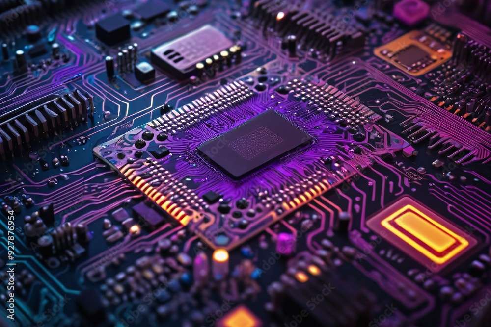 Microchip, circuit board, technology, electronics, cyberpunk, neon, futuristic, digital, processor, computer, semiconductor, silicon, motherboard, CPU, AI, artificial intelligence, data, innovation, h Microchip, circuit board, technology, electronics, cyberpunk, neon, futuristic, digital, processor, computer, semiconductor, silicon, motherboard, CPU, AI, artificial intelligence, data, innovation, h