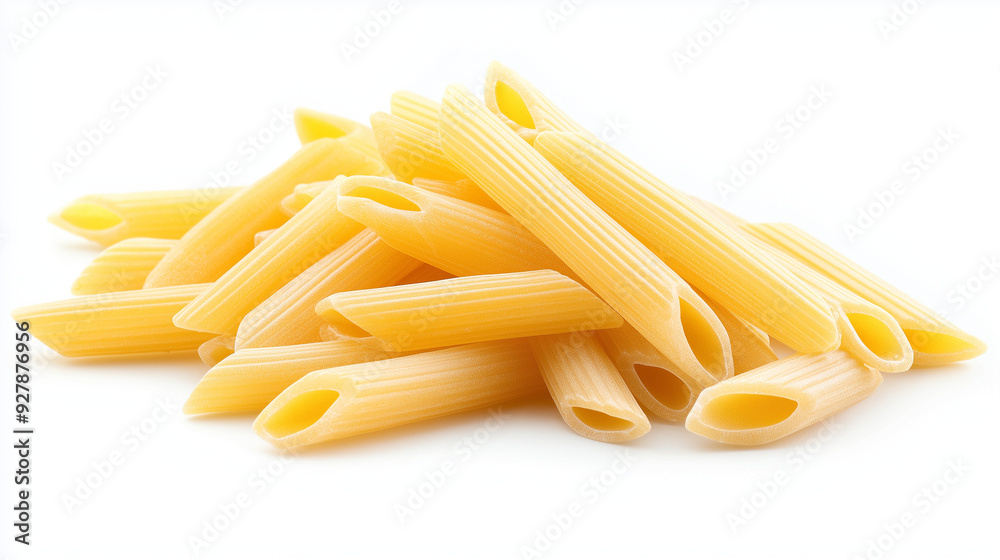 italian penne rigate pasta on white background italian penne rigate pasta on white background