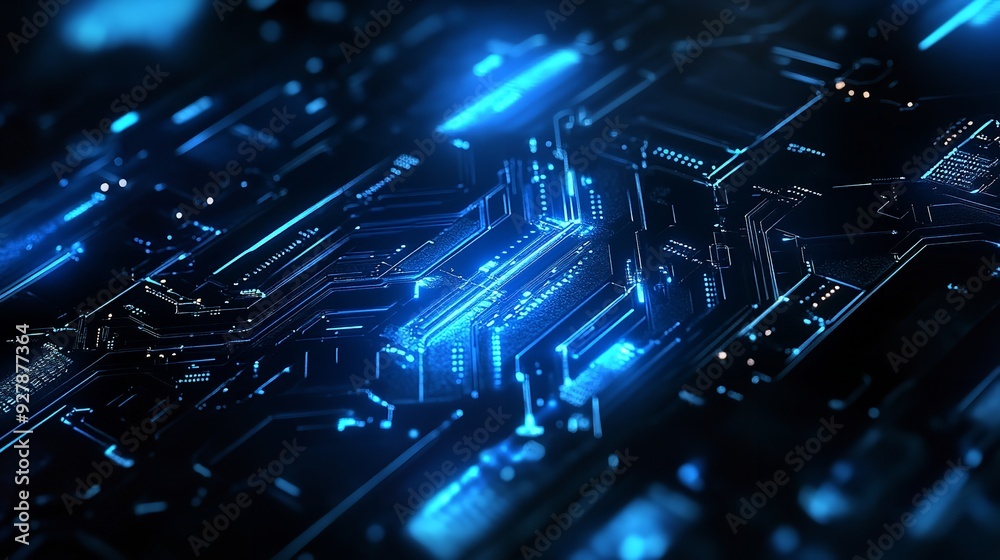 Fototapeta premium Abstract Vector Blue Technology Concept. Background Illusion