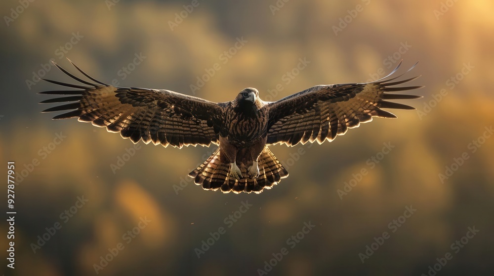 Fototapeta premium Majestic griffin soaring above a sunlit valley, griffin flight, mythical beauty