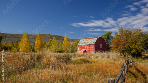 Old barn in the prairie lands in Utah countryside.
